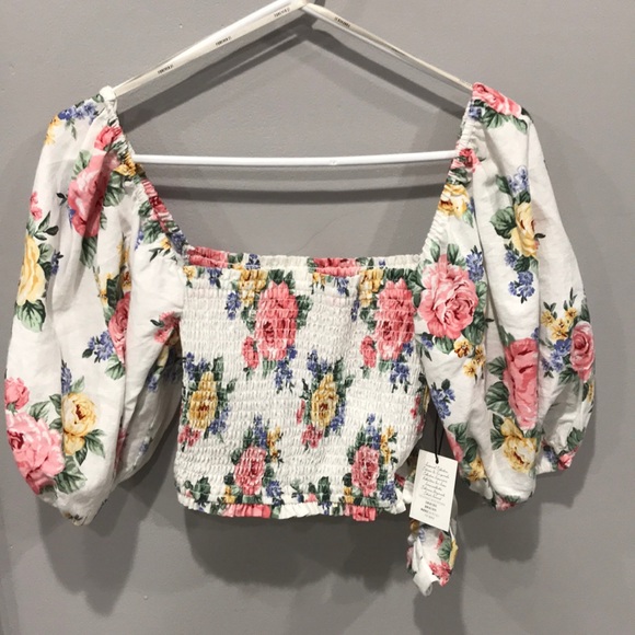 forever 21 white floral top